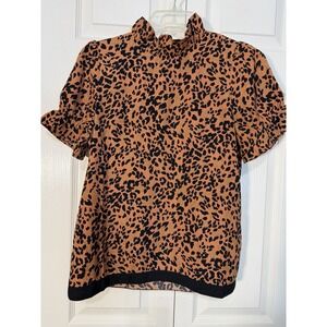 THML Women's Medium Short Sleeve Blouse Leopard Print Size XS